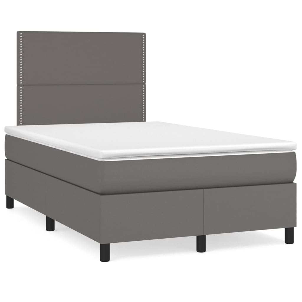 Krevet s oprugama i madracem LED sivi 120x190 cm umjetna koža