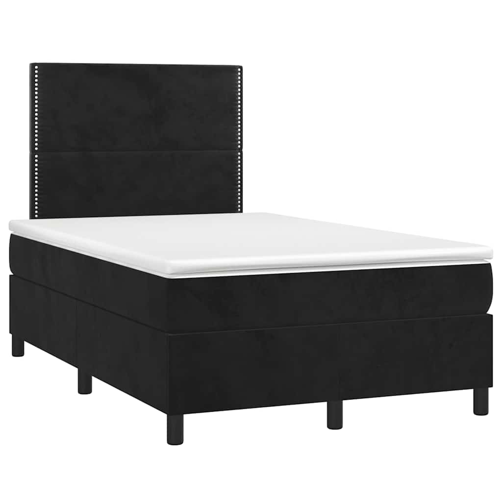 Krevet box spring s madracem LED crni 120 x 190 cm baršunasti