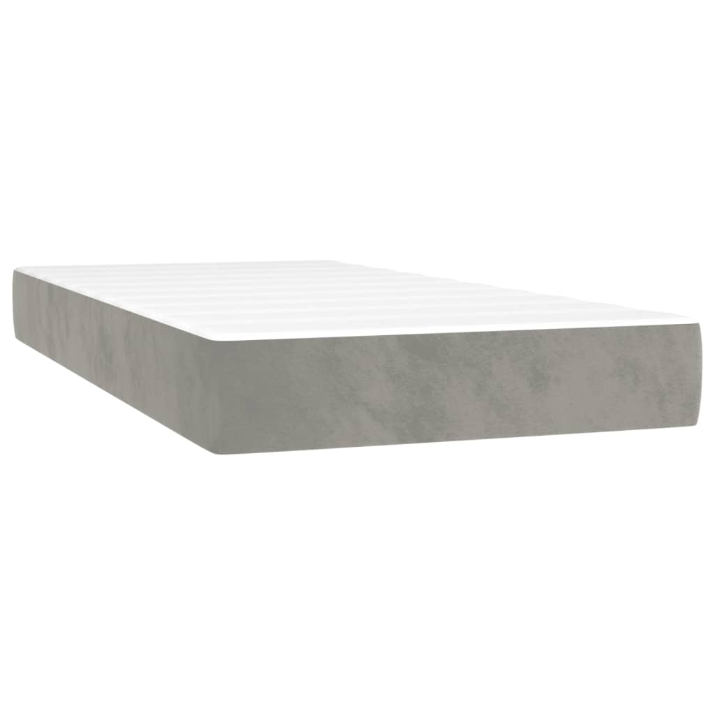 Krevet box spring s madracem LED svjetlosivi 120x190 cm tkanina