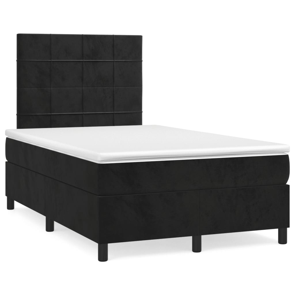 Krevet box spring s madracem LED crni 120 x 190 cm baršunasti