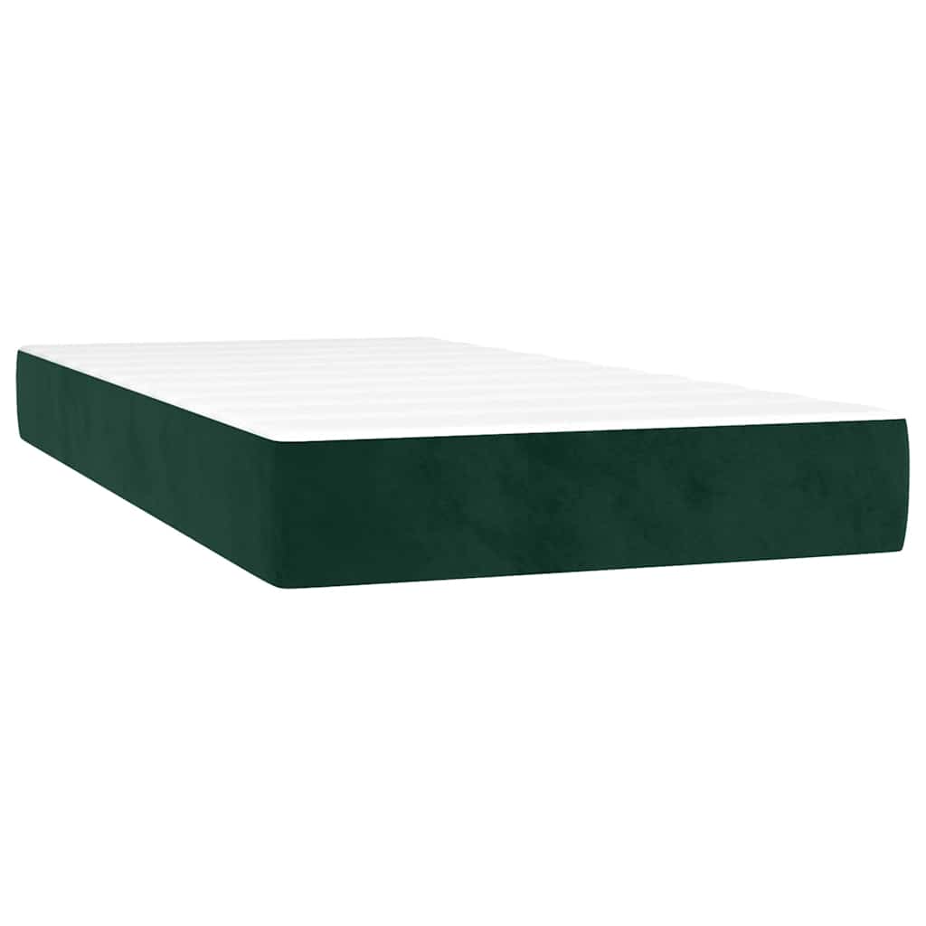 Krevet s oprugama i madracem LED tamnozelenim 120x190 cm baršun