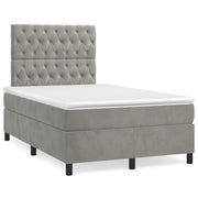 Krevet box spring s madracem LED svjetlosivi 120x190 cm tkanina