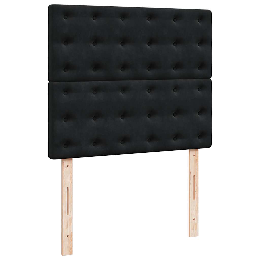 Krevet box spring s madracem LED crni 120 x 190 cm baršunasti