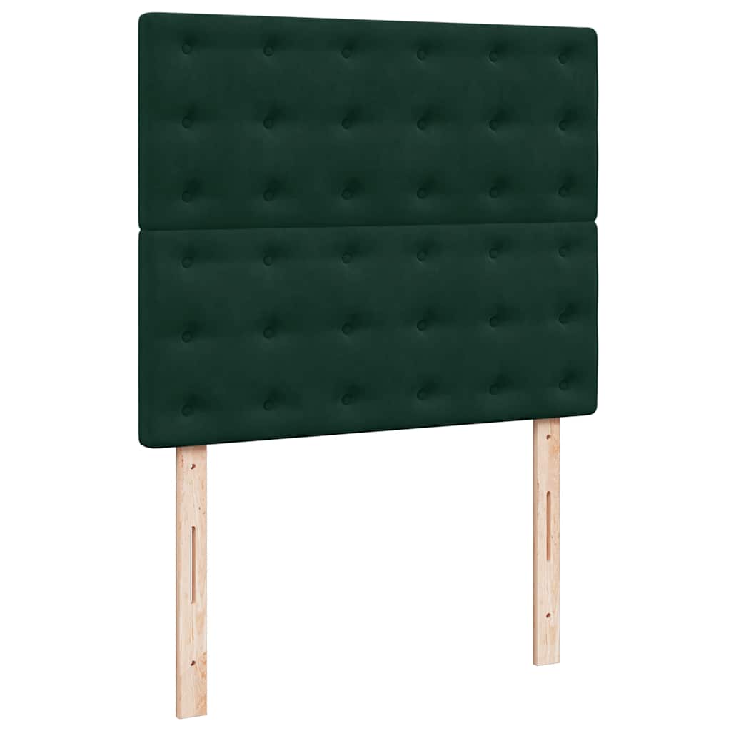 Krevet s oprugama i madracem LED tamnozelenim 120x190 cm baršun