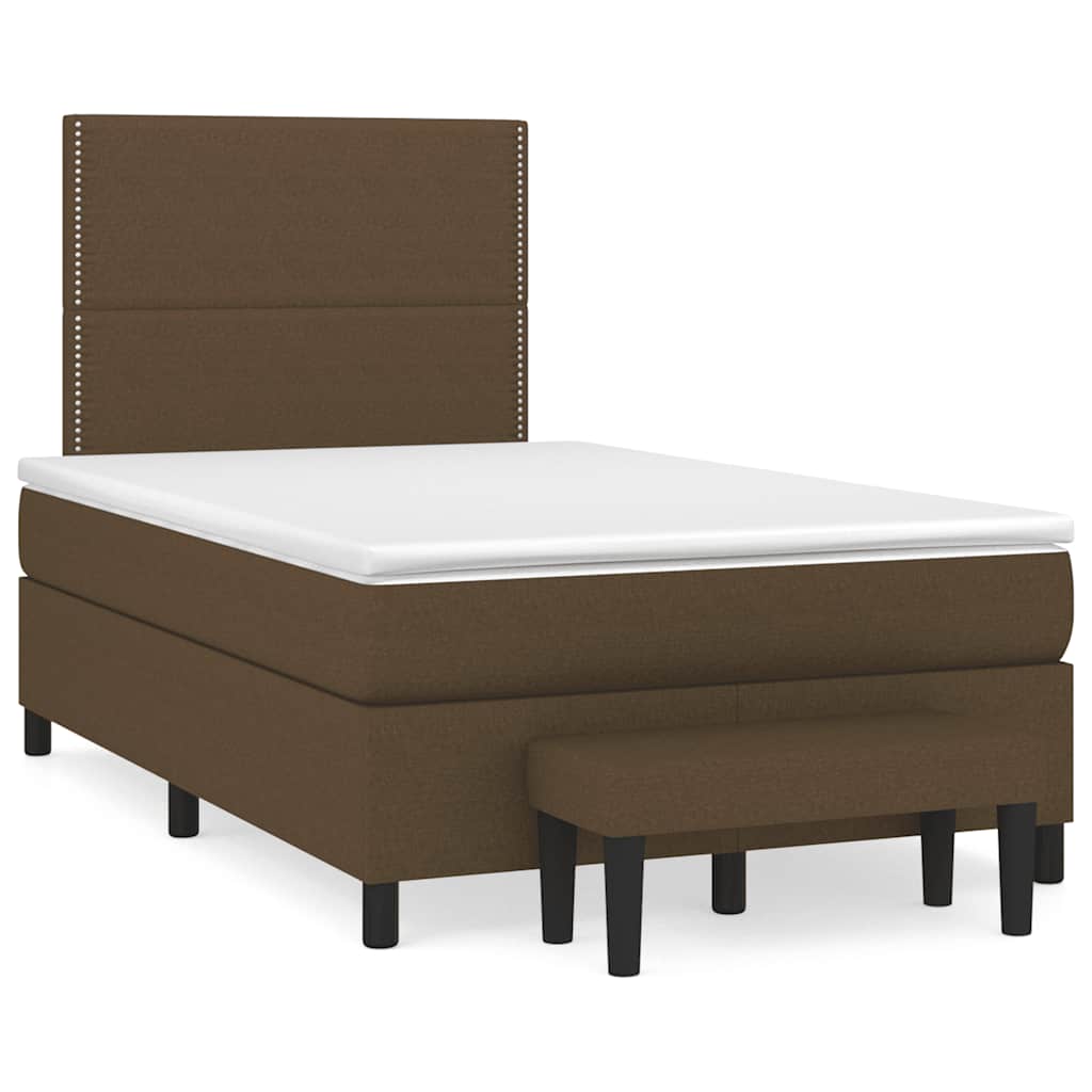 Krevet box spring s madracem tamnosmeđi 120 x 190 cm od tkanine