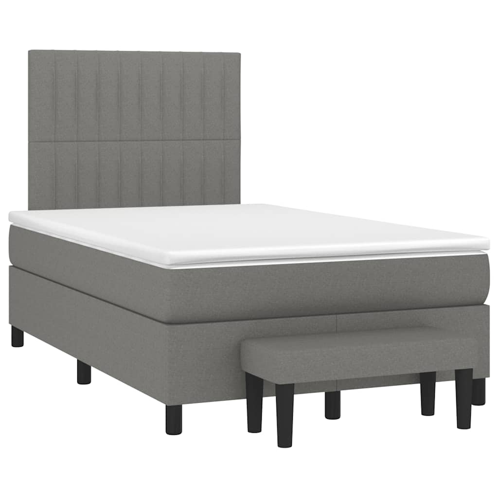 Krevet box spring s madracem tamnosivi 120 x 190 cm tkanina