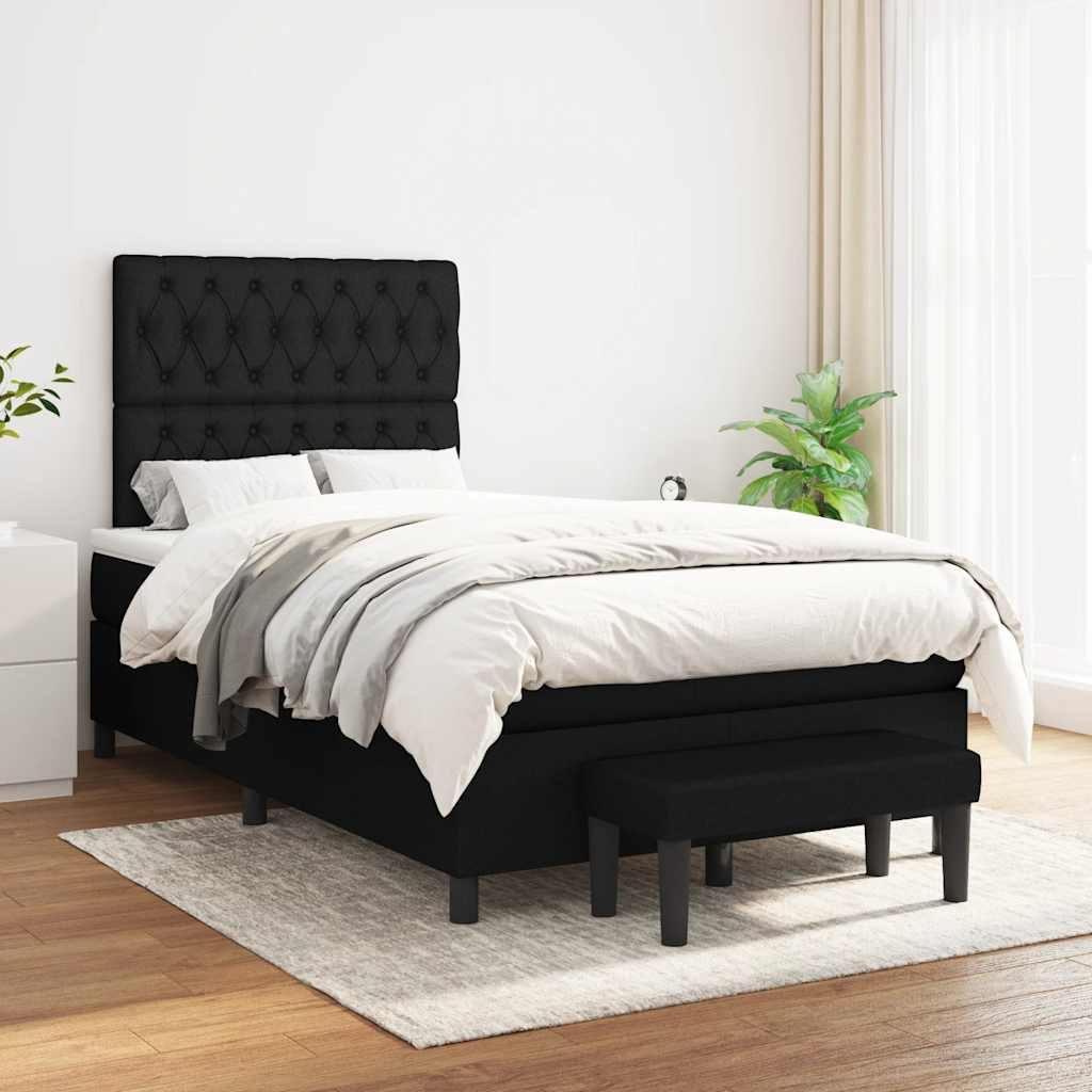 Krevet box spring s madracem crni 120 x 190 cm od tkanine