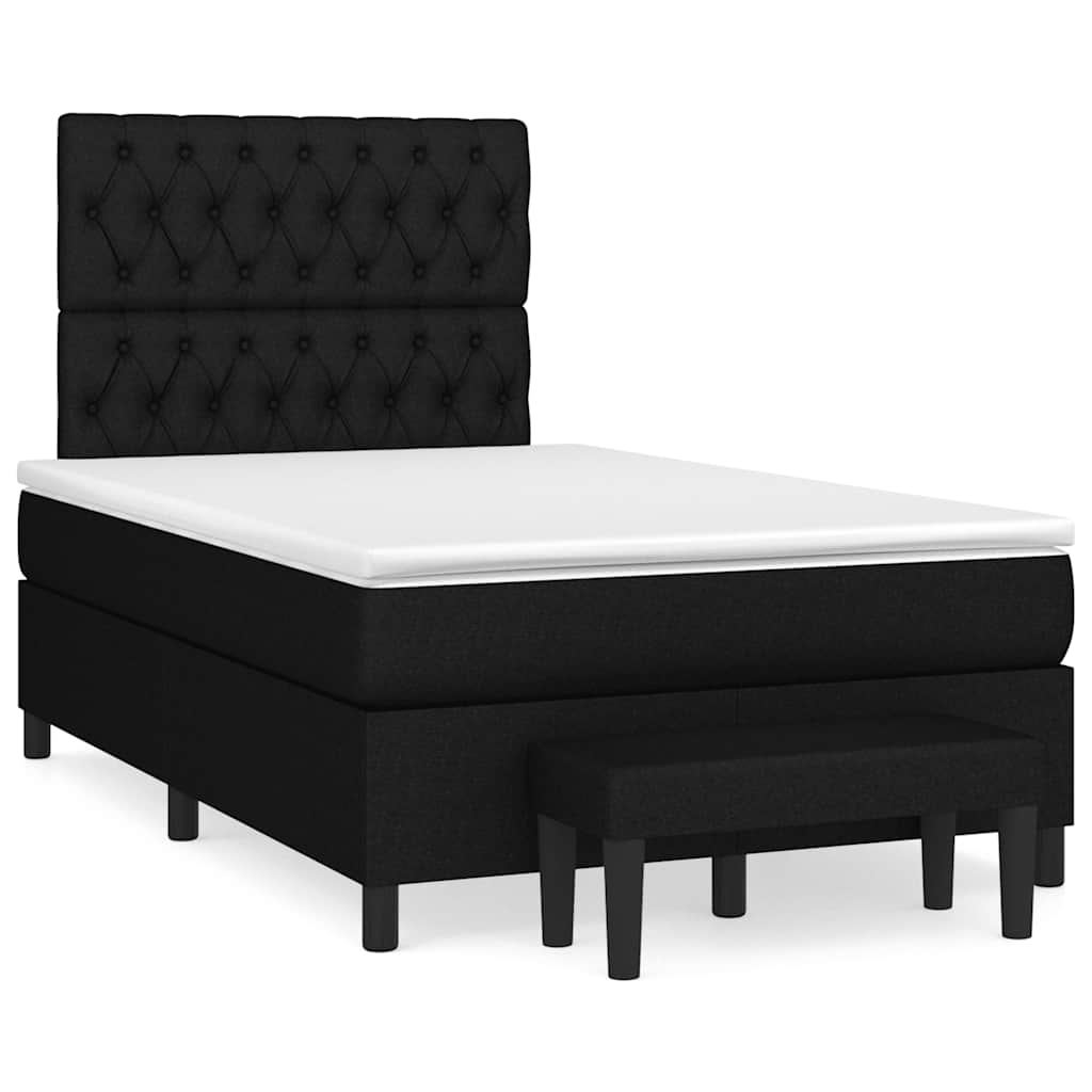 Krevet box spring s madracem crni 120 x 190 cm od tkanine