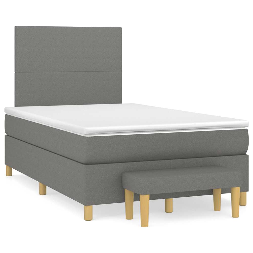 Krevet box spring s madracem tamnosivi 120 x 190 cm tkanina