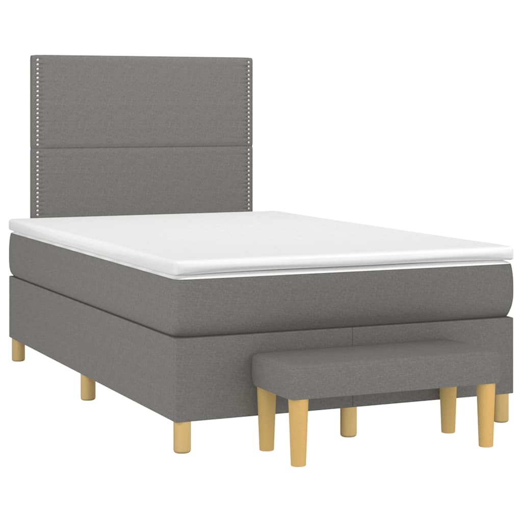 Krevet box spring s madracem tamnosivi 120 x 190 cm tkanina