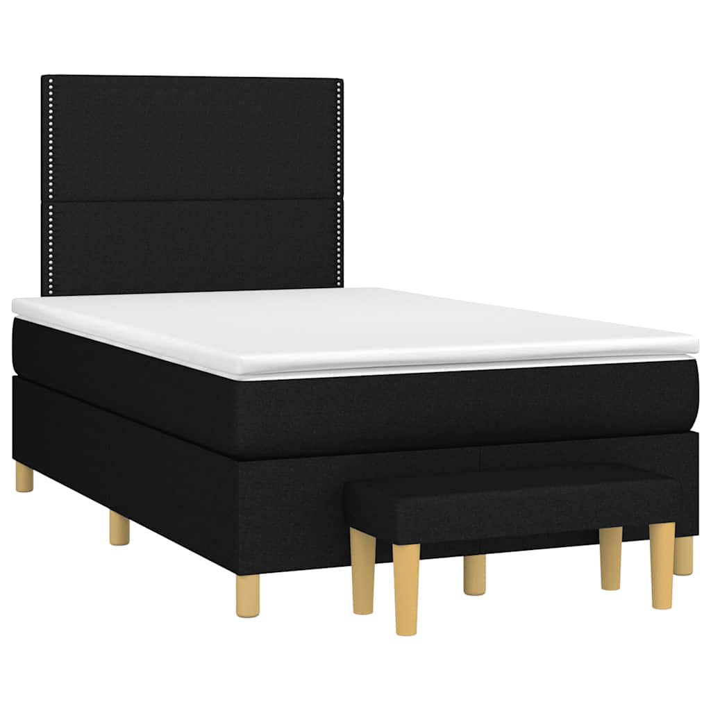 Krevet box spring s madracem crni 120 x 190 cm od tkanine
