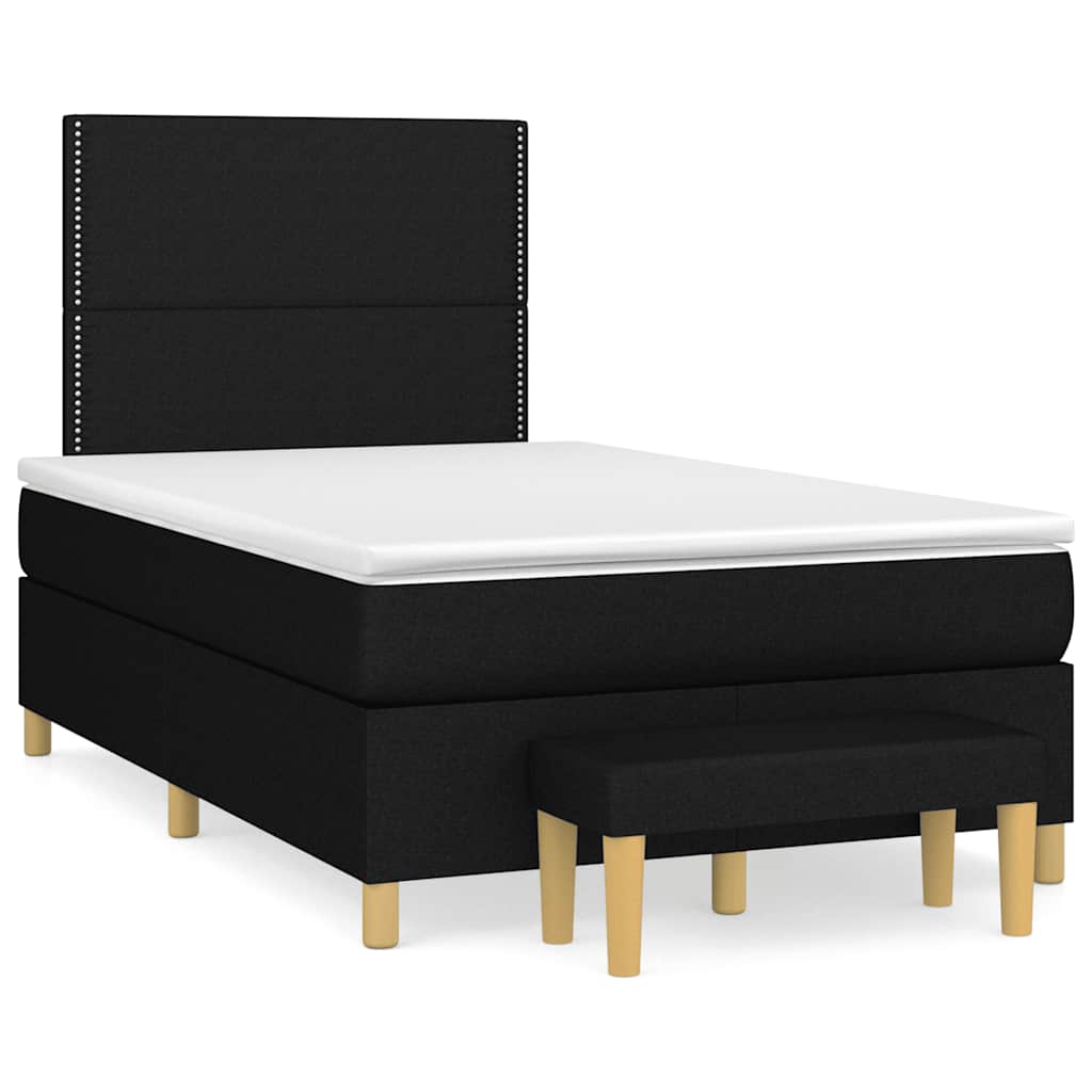 Krevet box spring s madracem crni 120 x 190 cm od tkanine