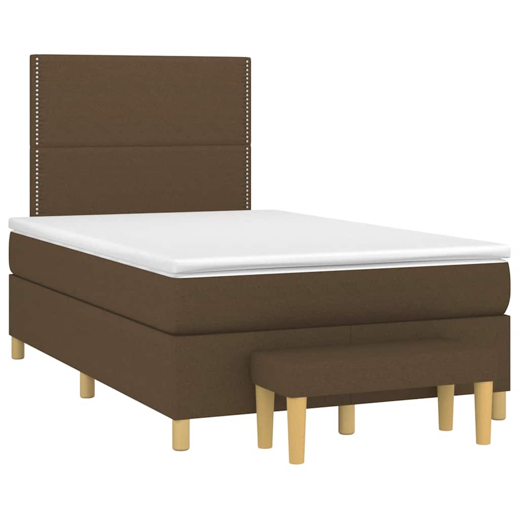 Krevet box spring s madracem tamnosmeđi 120 x 190 cm od tkanine