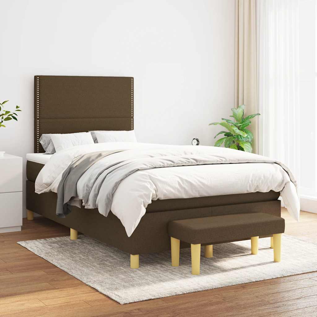 Krevet box spring s madracem tamnosmeđi 120 x 190 cm od tkanine