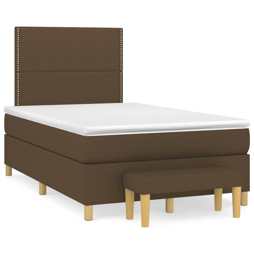 Krevet box spring s madracem tamnosmeđi 120 x 190 cm od tkanine