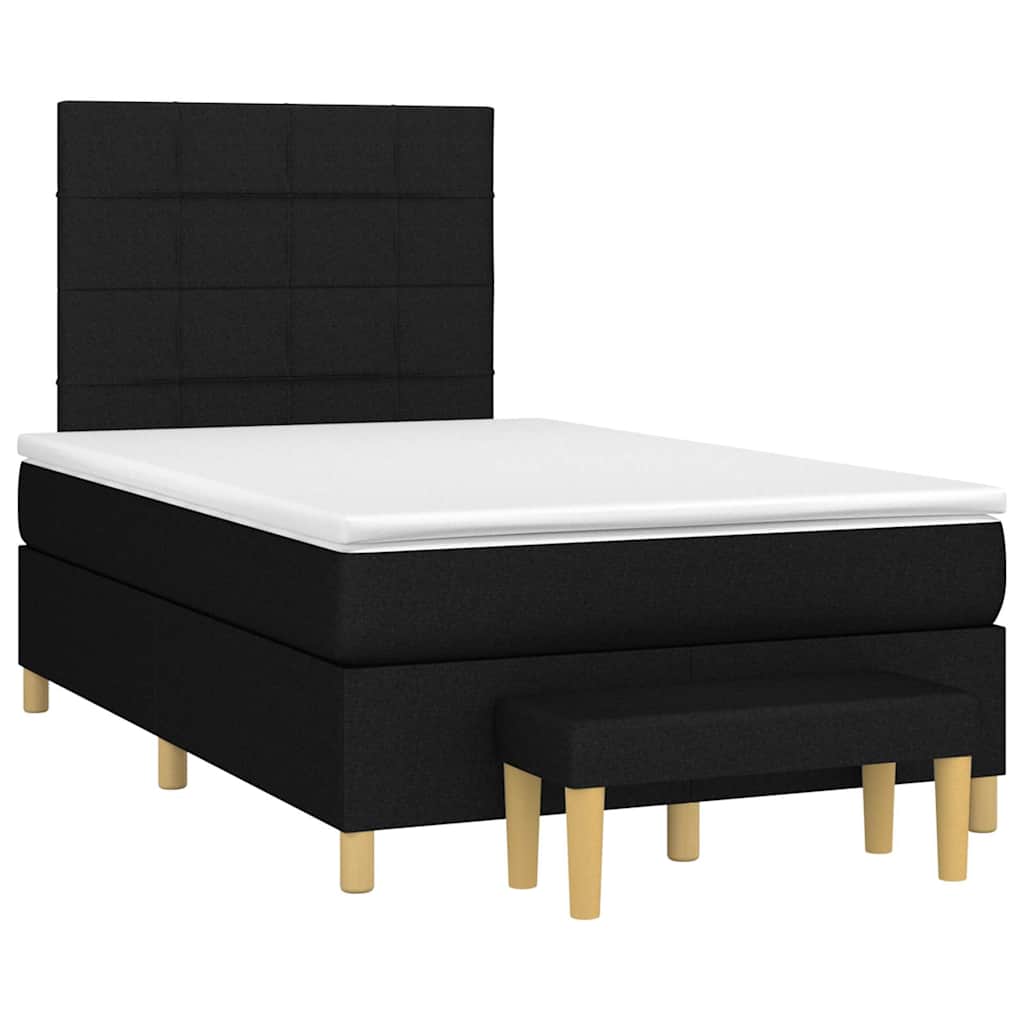 Krevet box spring s madracem crni 120 x 190 cm od tkanine