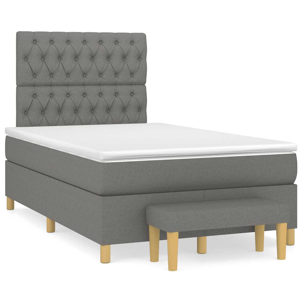 Krevet box spring s madracem tamnosivi 120 x 190 cm tkanina