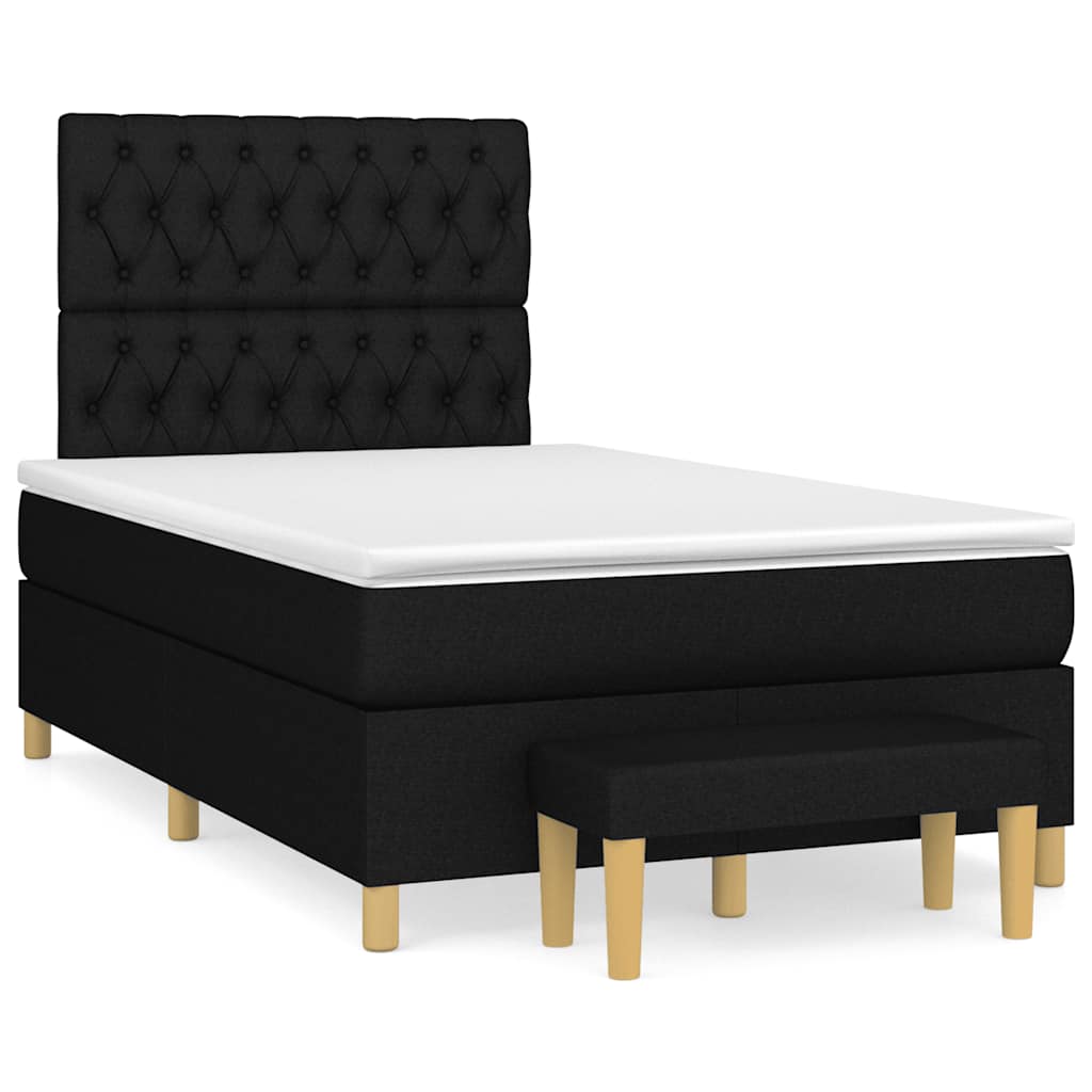 Krevet box spring s madracem crni 120 x 190 cm od tkanine