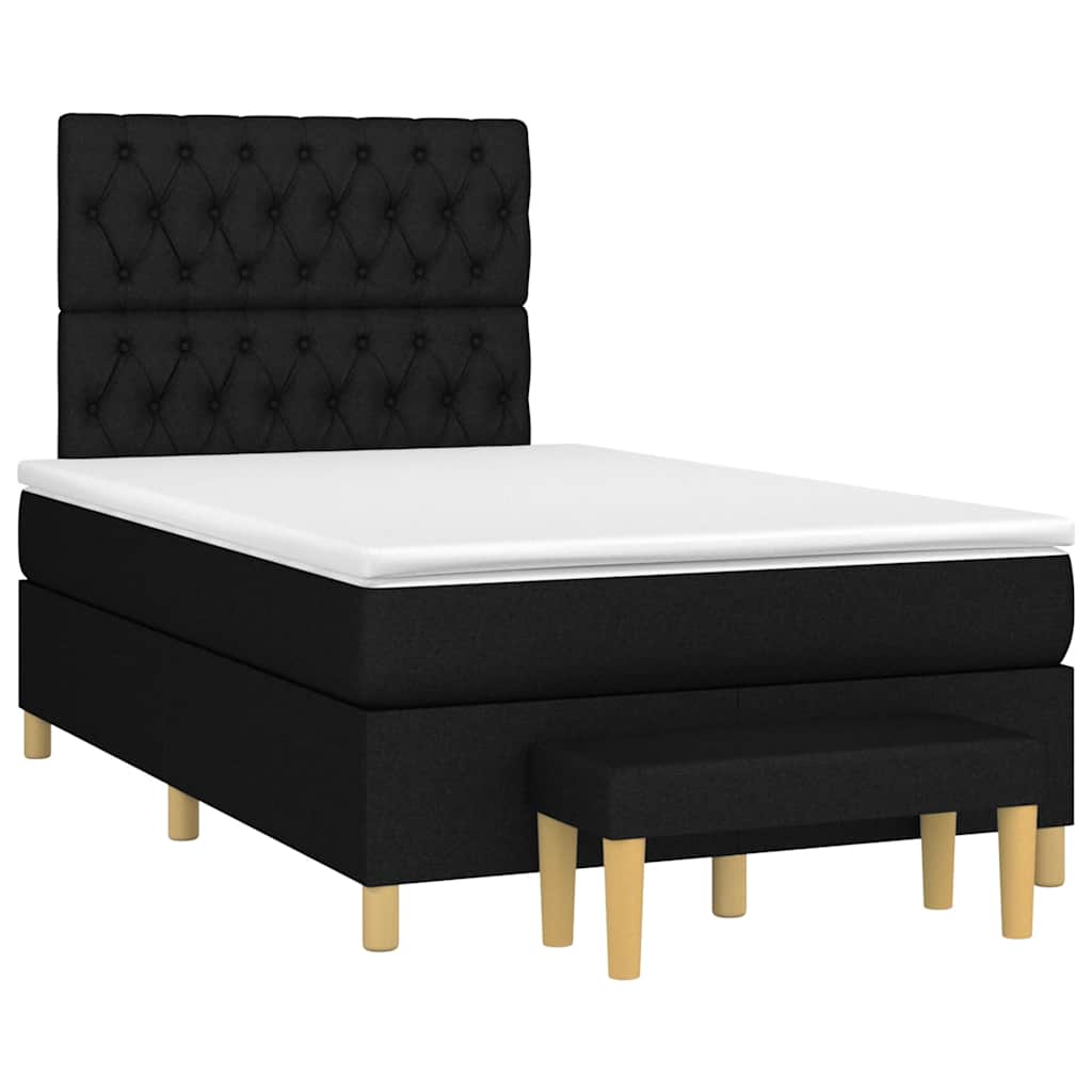 Krevet box spring s madracem crni 120 x 190 cm od tkanine