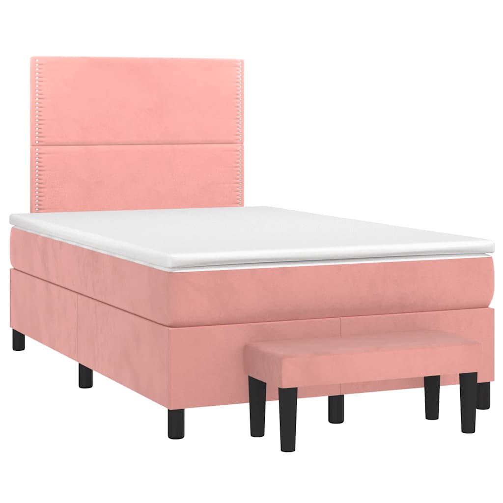 Krevet s oprugama i madracem ružičasti 120 x 190 cm baršunasti