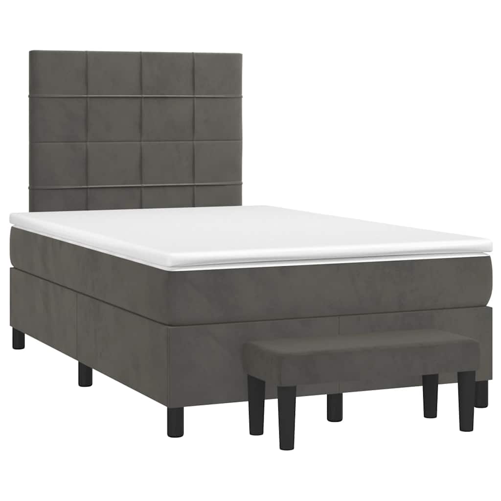 Krevet box spring s madracem tamnosivi 120 x 190 cm baršun