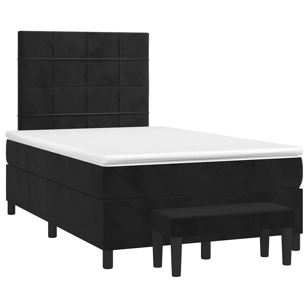 Krevet box spring s madracem crni 120 x 190 cm baršunasti