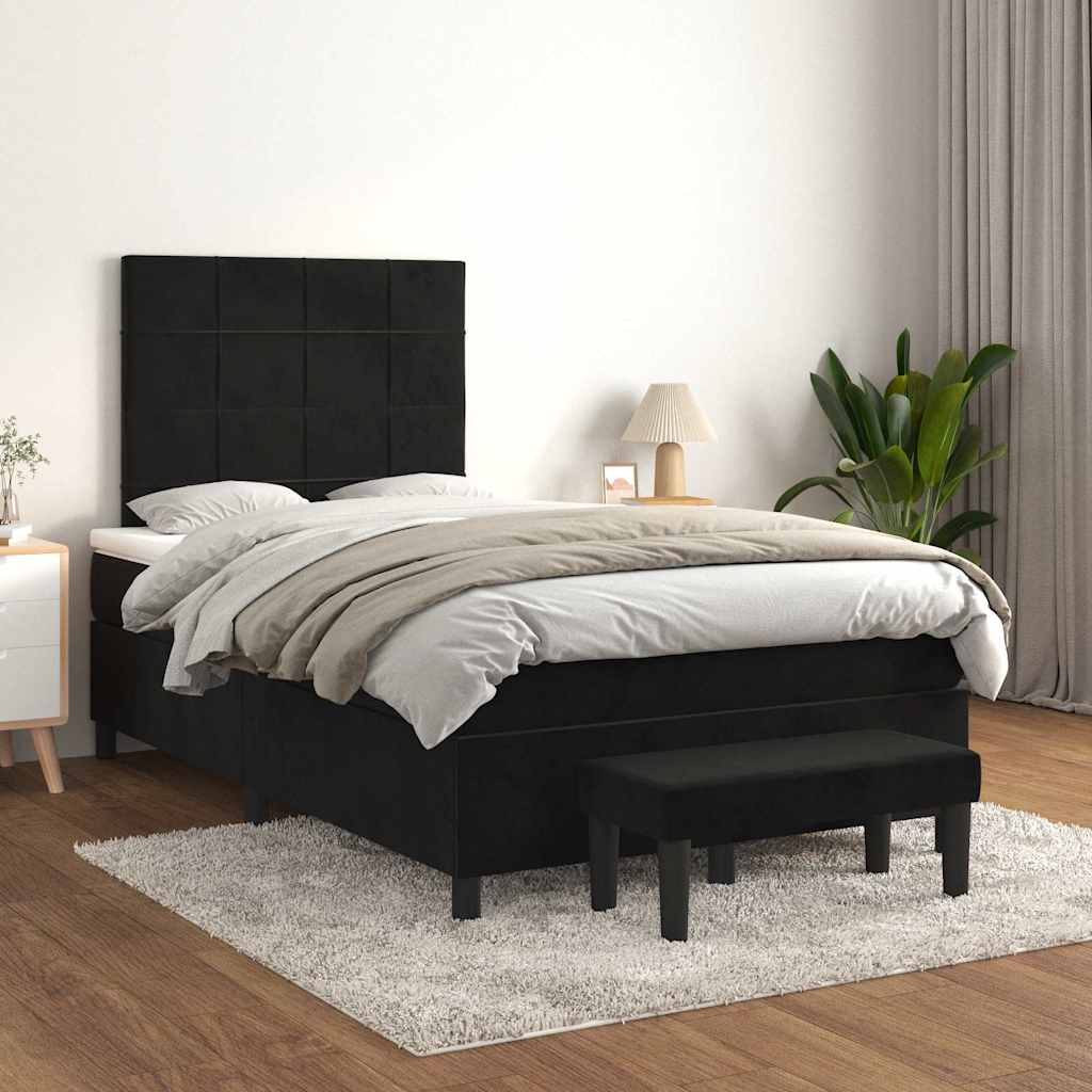 Krevet box spring s madracem crni 120 x 190 cm baršunasti
