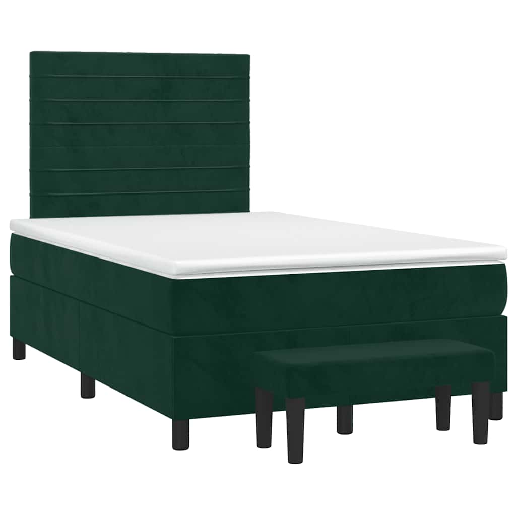 Krevet box spring s madracem tamnozeleni 120x190 cm baršunasti