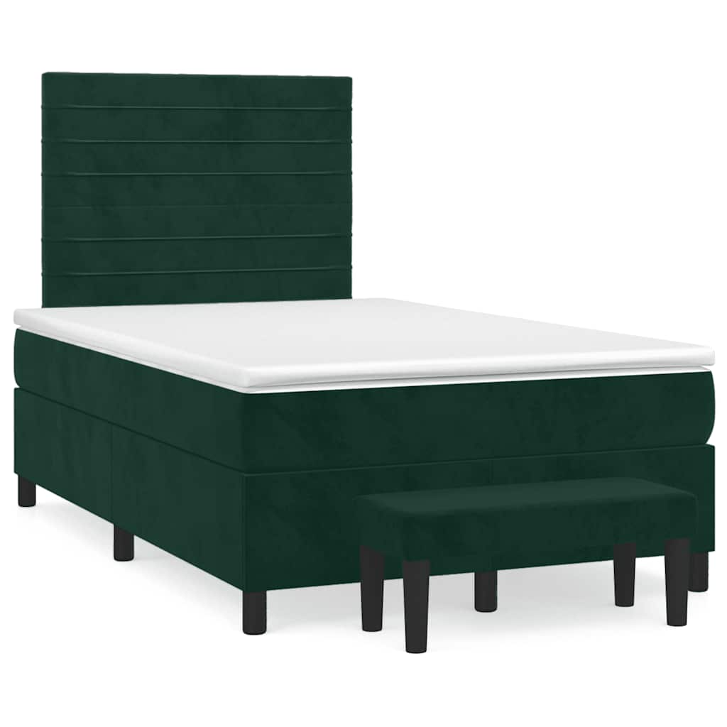 Krevet box spring s madracem tamnozeleni 120x190 cm baršunasti