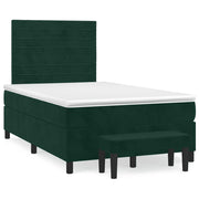 Krevet box spring s madracem tamnozeleni 120x190 cm baršunasti