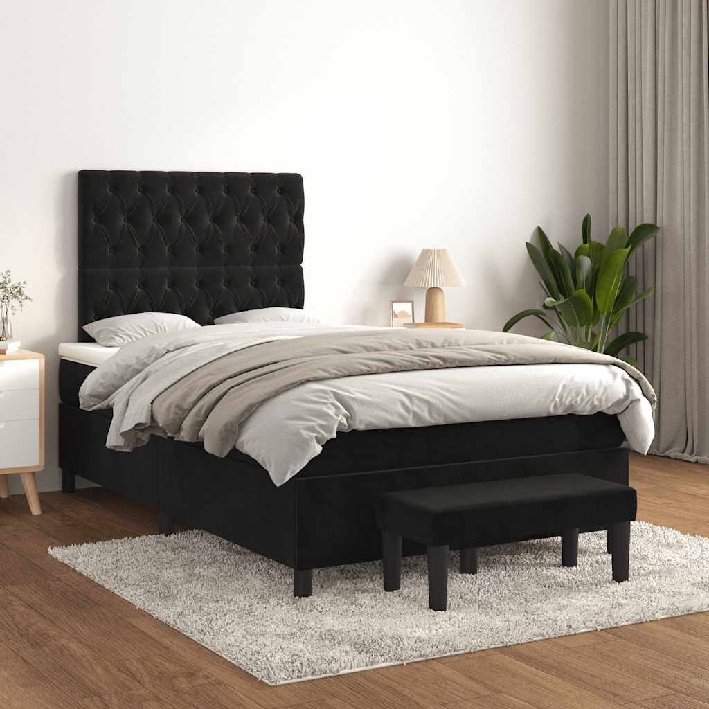 Krevet box spring s madracem crni 120 x 190 cm baršunasti