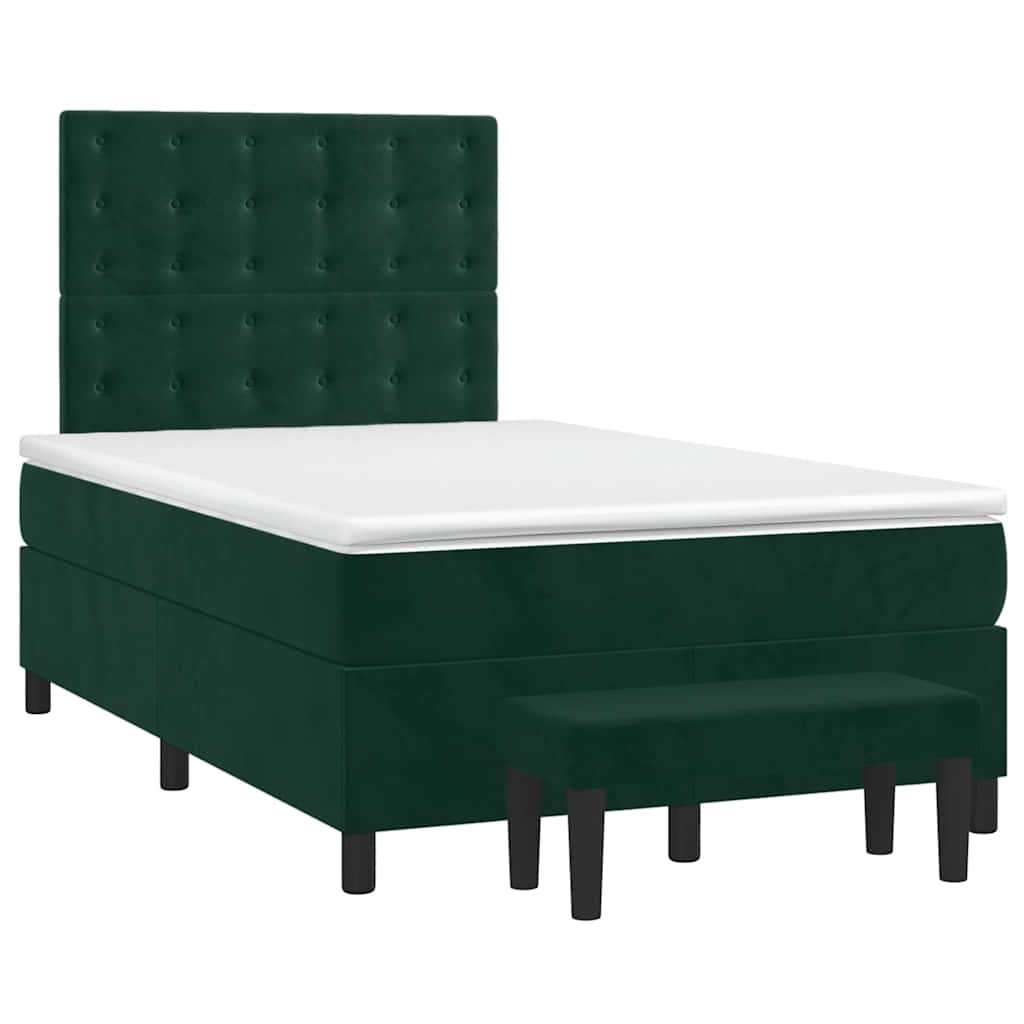 Krevet box spring s madracem tamnozeleni 120x190 cm baršunasti