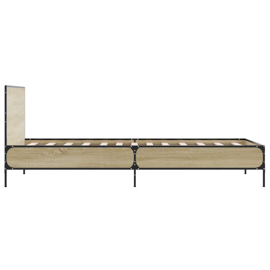 Okvir za krevet boja hrasta 90x200 cm konstruirano drvo i metal