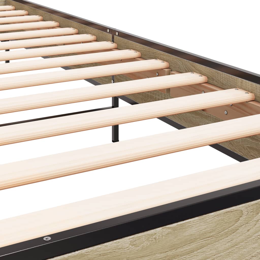 Okvir za krevet boja hrasta 90x200 cm konstruirano drvo i metal
