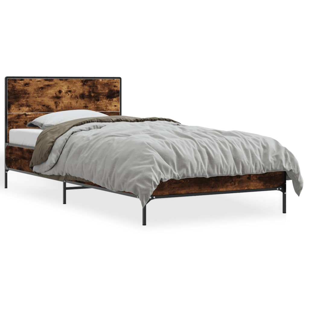 Okvir za krevet boja hrasta 90x200 cm konstruirano drvo i metal