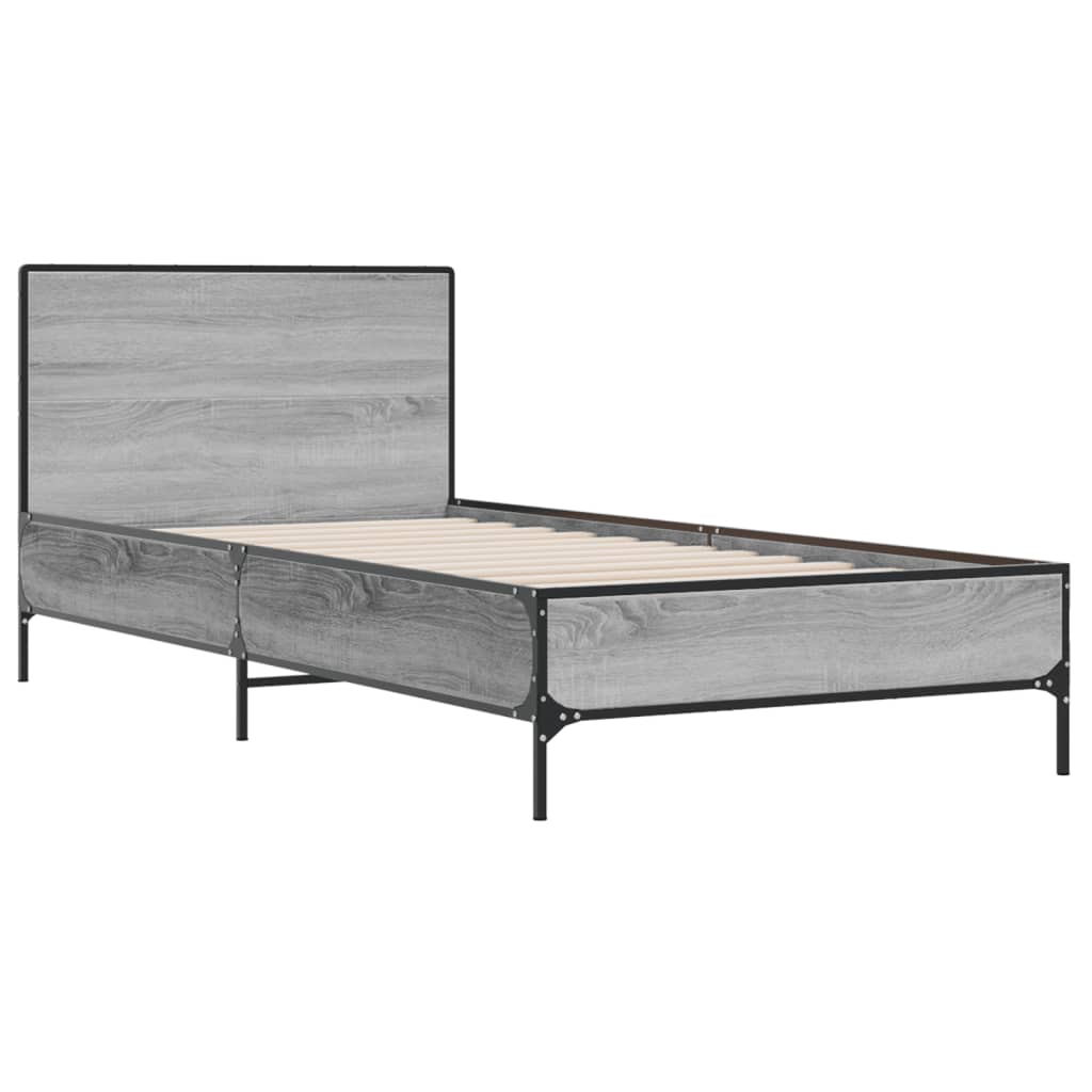 Okvir za krevet boja hrasta 90x200 cm konstruirano drvo i metal