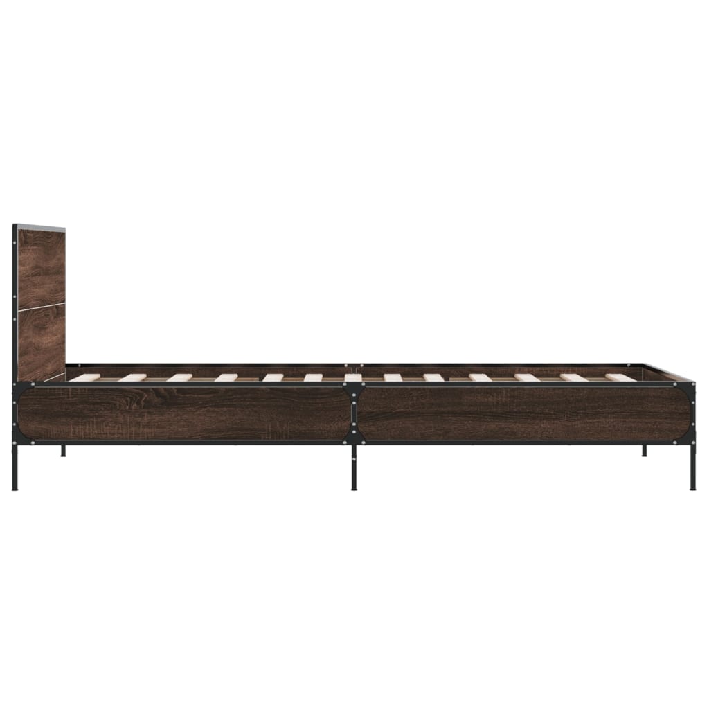 Okvir za krevet smeđi hrast 90x200 cm konstruirano drvo i metal