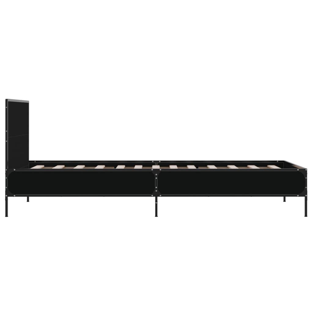Okvir za krevet crni 100x200 cm konstruirano drvo i metal