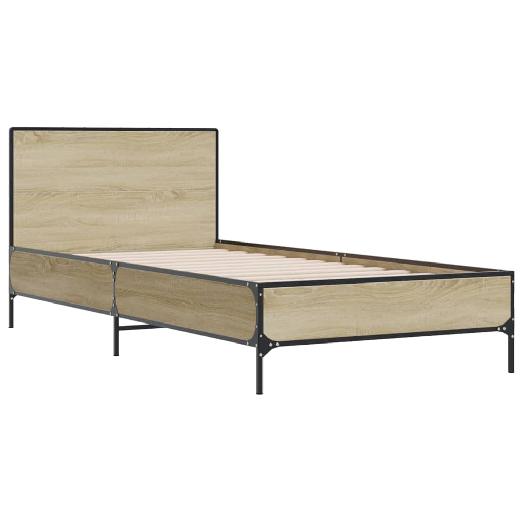 Okvir za krevet boja hrasta 100x200cm konstruirano drvo i metal
