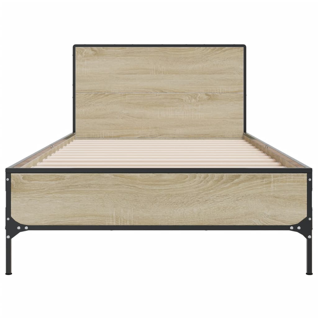 Okvir za krevet boja hrasta 100x200cm konstruirano drvo i metal