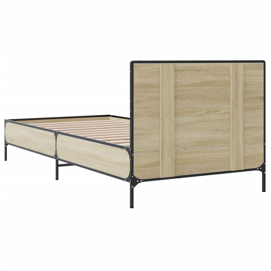 Okvir za krevet boja hrasta 100x200cm konstruirano drvo i metal