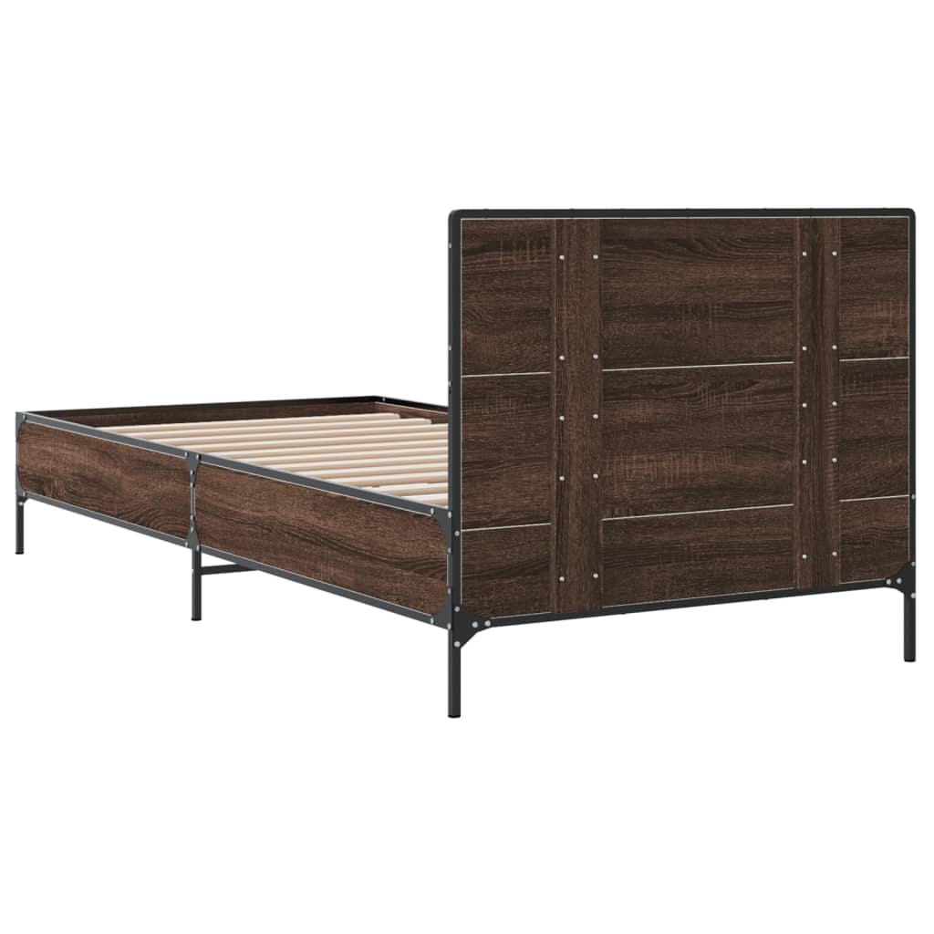 Okvir za krevet smeđi hrast 100x200cm konstruirano drvo i metal