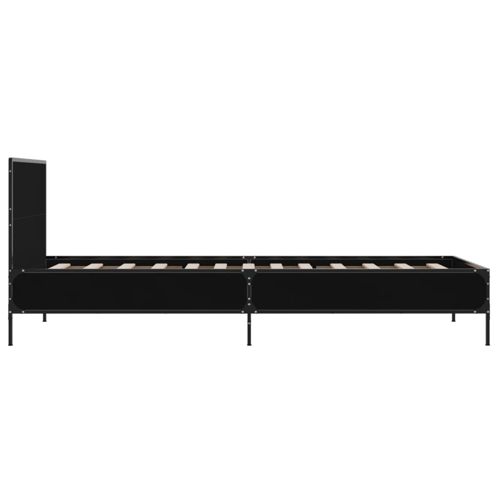 Okvir za krevet crni 75 x 190 cm od konstruirano drvo i metal