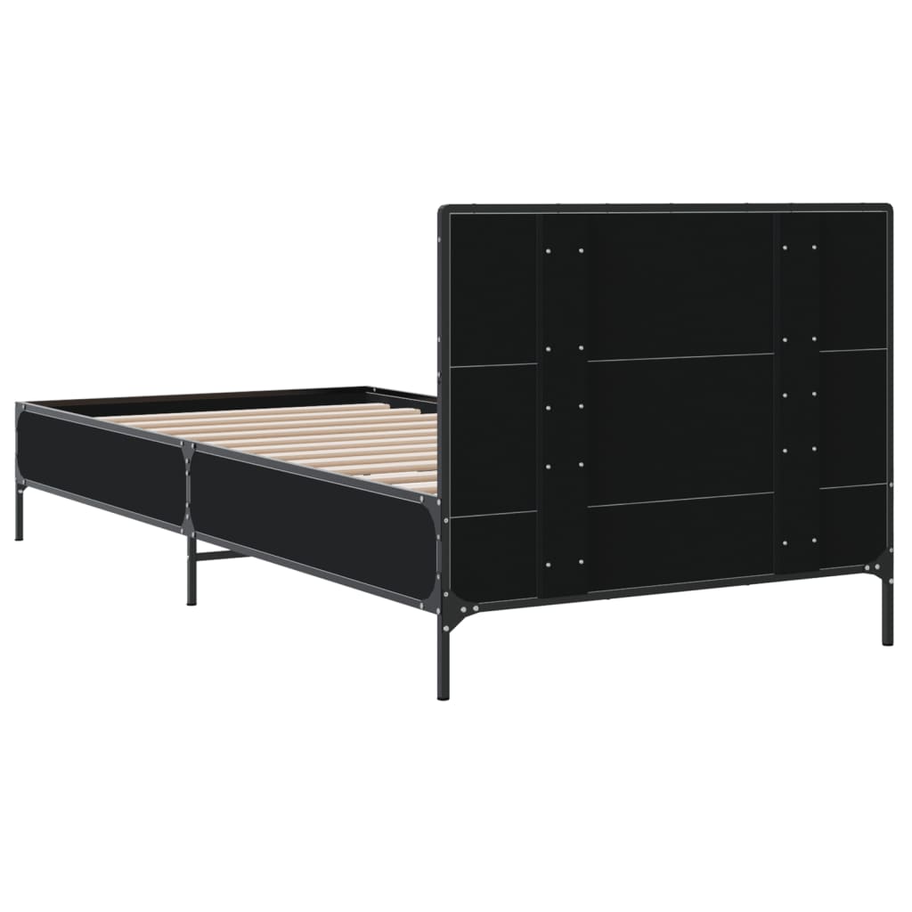 Okvir za krevet crni 75 x 190 cm od konstruirano drvo i metal