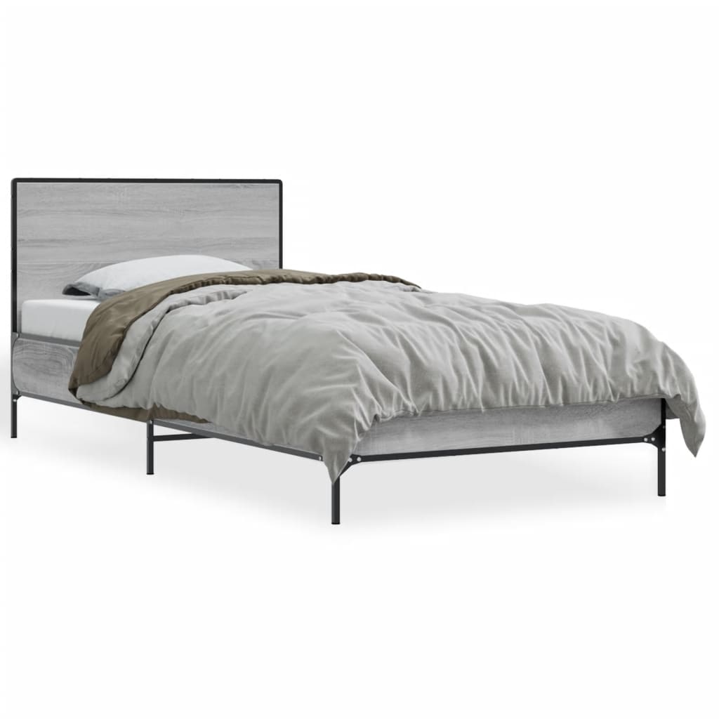 Okvir za krevet boja hrasta 75x190 cm konstruirano drvo i metal