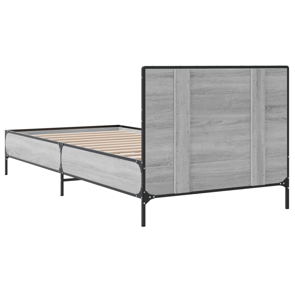 Okvir za krevet boja hrasta 75x190 cm konstruirano drvo i metal