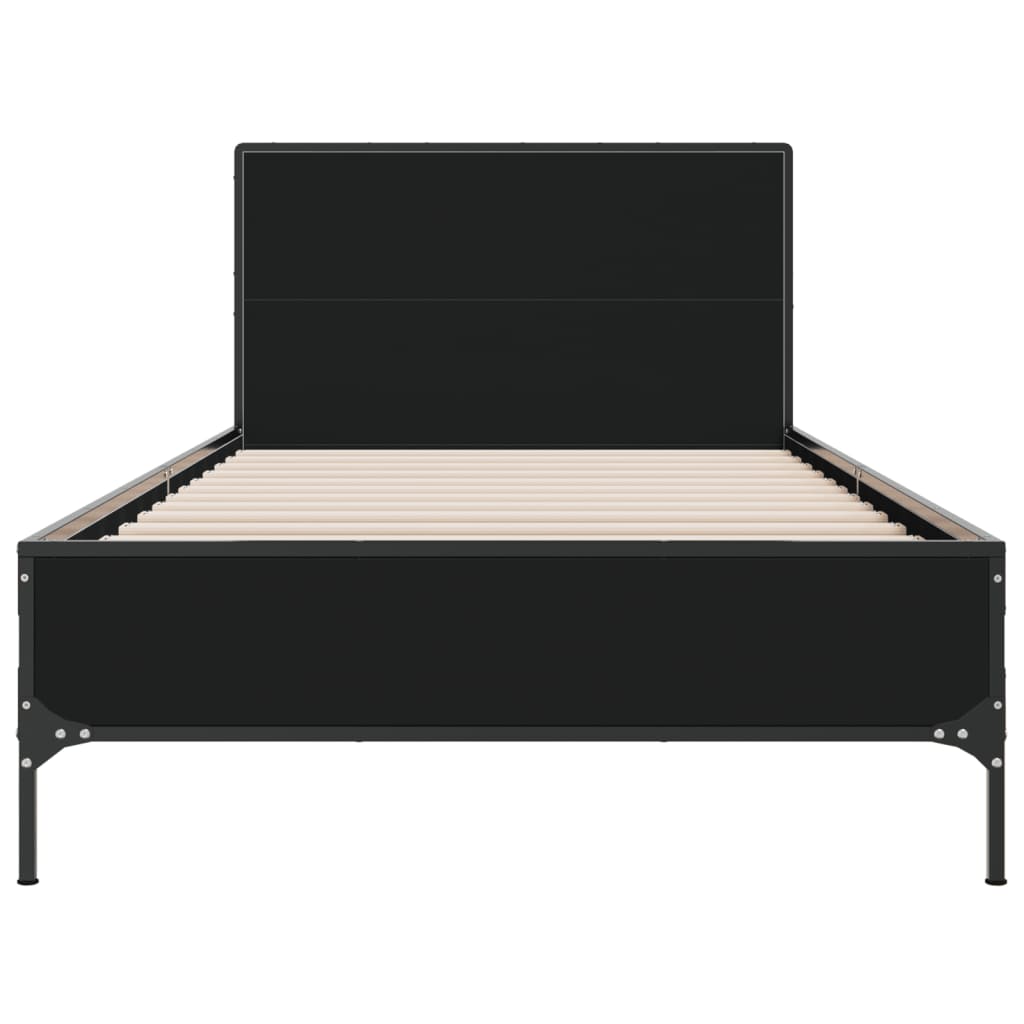 Okvir za krevet crni 90 x 190 cm od konstruiranog drvo i metal