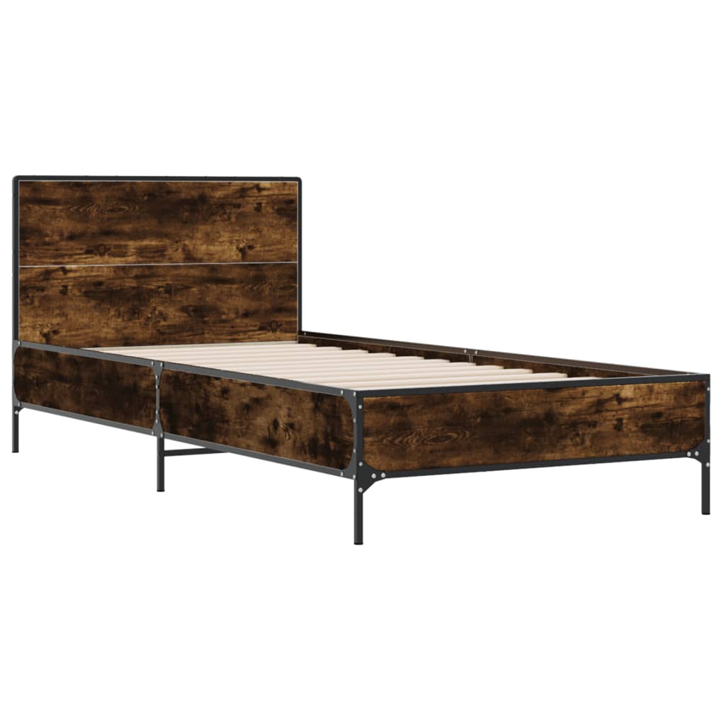 Okvir krevet boja hrasta 90 x 190 cm konstruirano drvo i metal