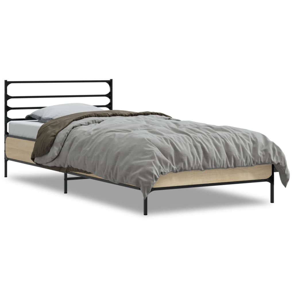 Okvir za krevet boja hrasta 90x200 cm konstruirano drvo i metal