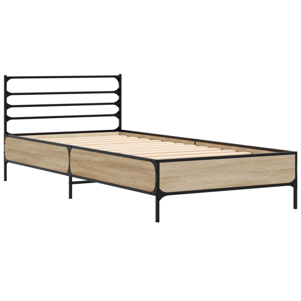 Okvir za krevet boja hrasta 90x200 cm konstruirano drvo i metal